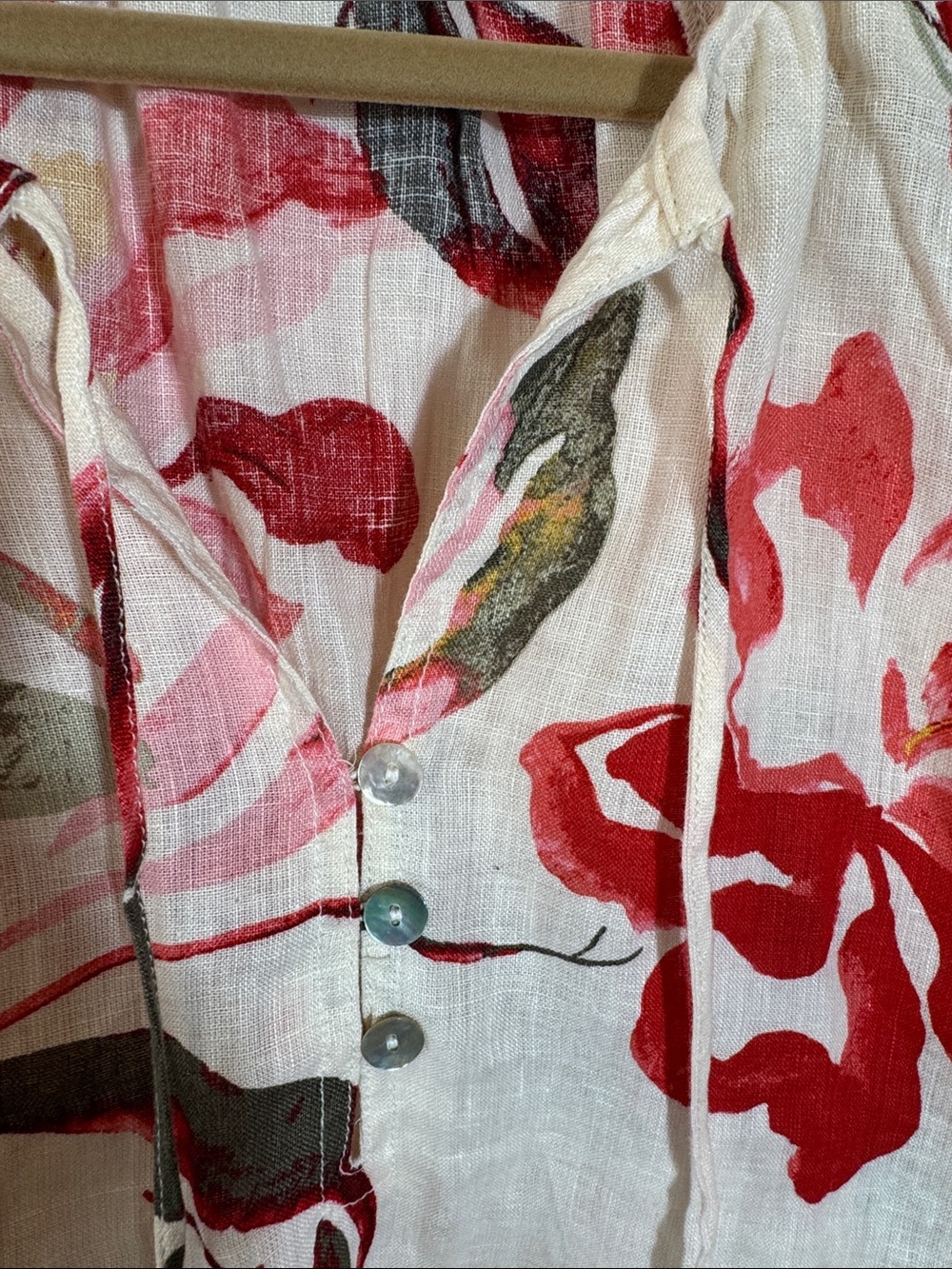 Joie 100% Linen Floral Blouse Button Front Lightweight Boho Top Sz Large - Picture 5 of 11